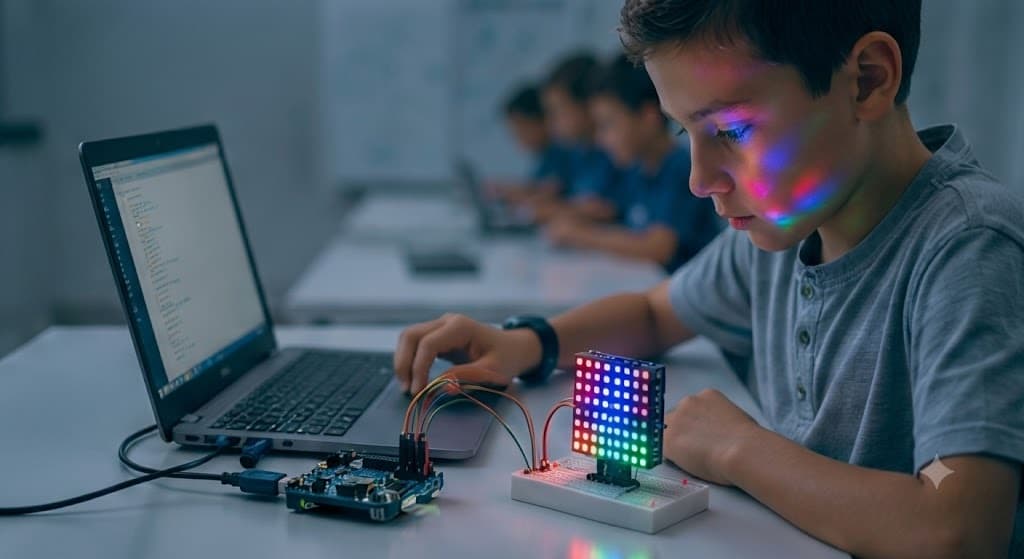 Students learning robotics and AI using industry-inspired engineering platforms